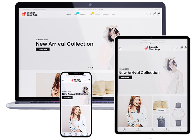Branded website and mobile app themes gallery with customization options